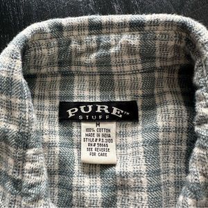 Retro Y2K Pure Stuff Medium Gray-Blue Cream Basic Button Down